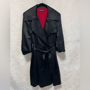 Lafayette 148 New York Silky Black Coat with Red Lining 10